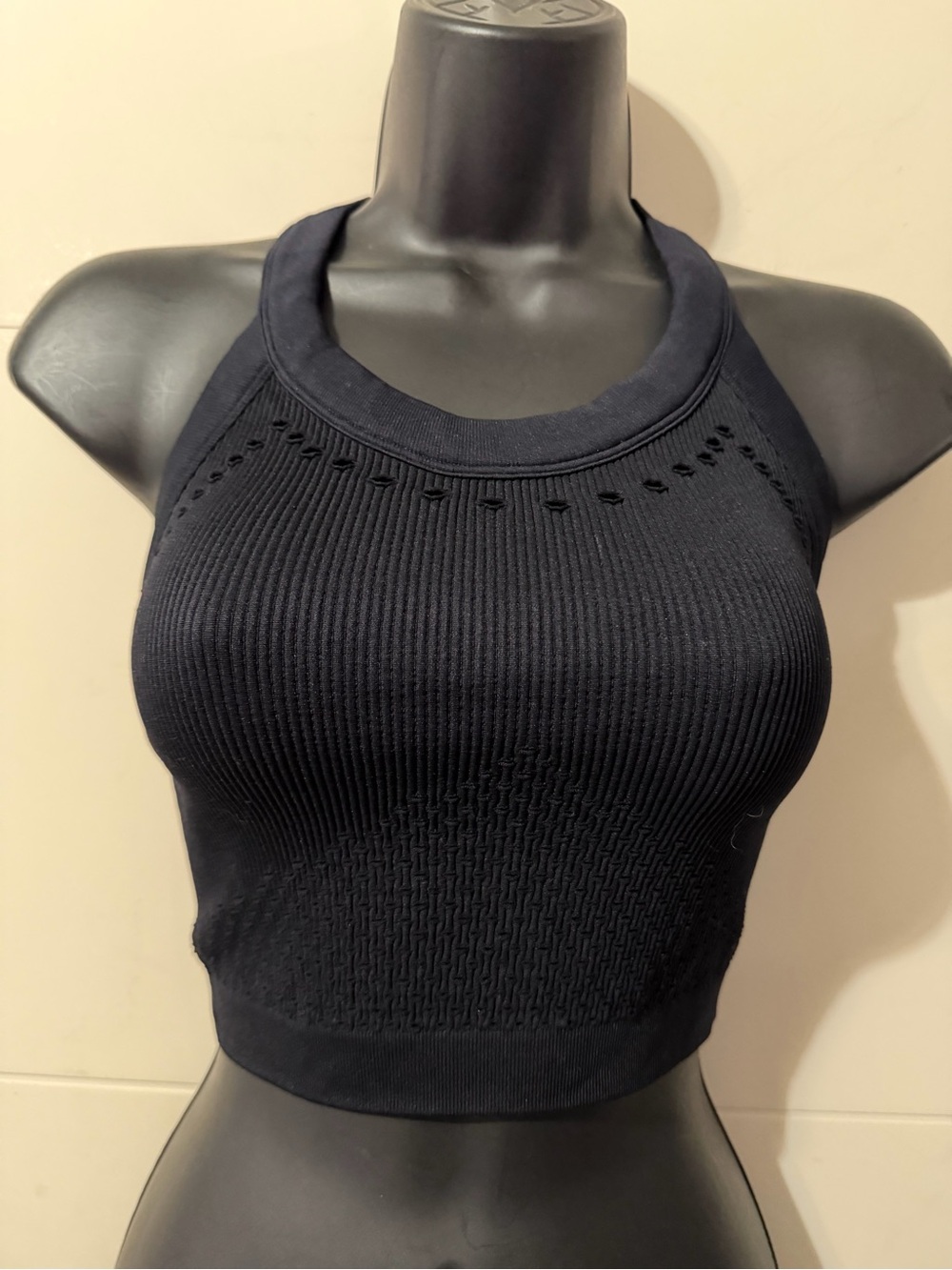 Free People movement Women's Black Ribbed Knit Halter Crop Top Size XS